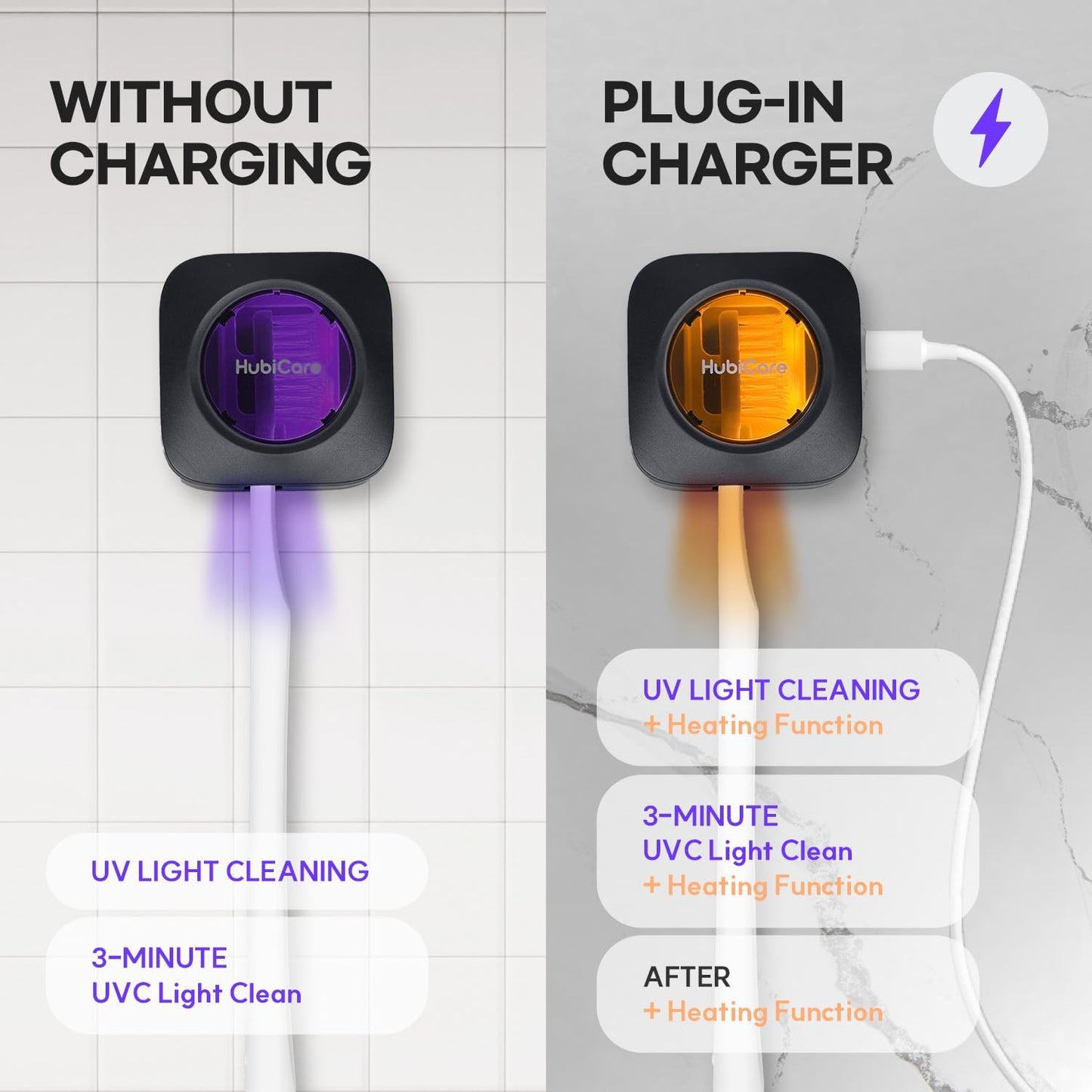 HubiCare Toothbrush Case Set, Toothbrush Covers with Holder, Rechargeable Travel Home Toothbrush And Holder, Cleaner Case for All Electric And Manual Toothbrushes (3 Color Set)