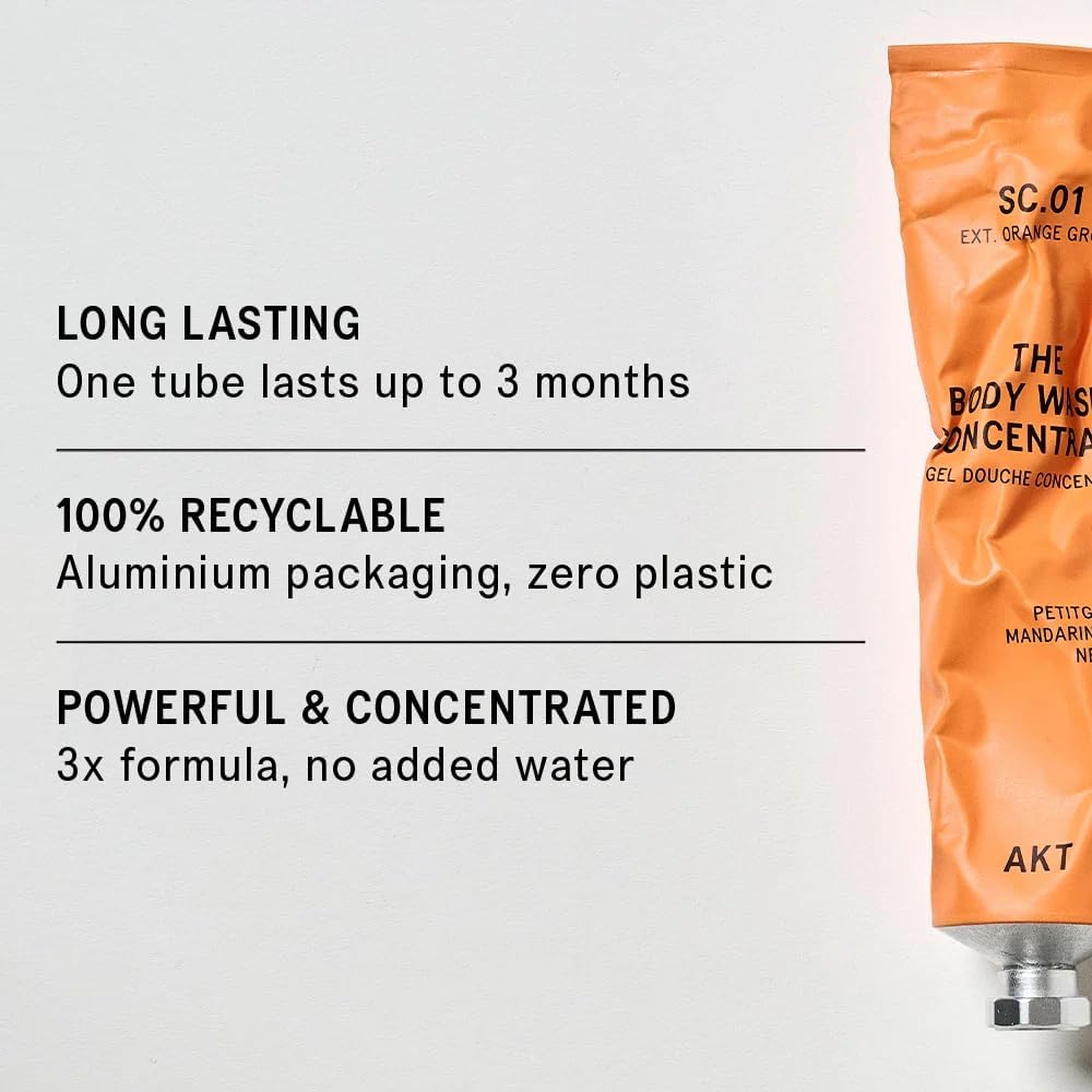 Akt The Body Wash Concentrate 3.4 Fl Oz, Natural Shower Gel with Skin-Balancing Prebiotics, Body Wash Women & Men, with Olive Squalane & Vitamin E, Sc.01 Orange Grove, All Genders