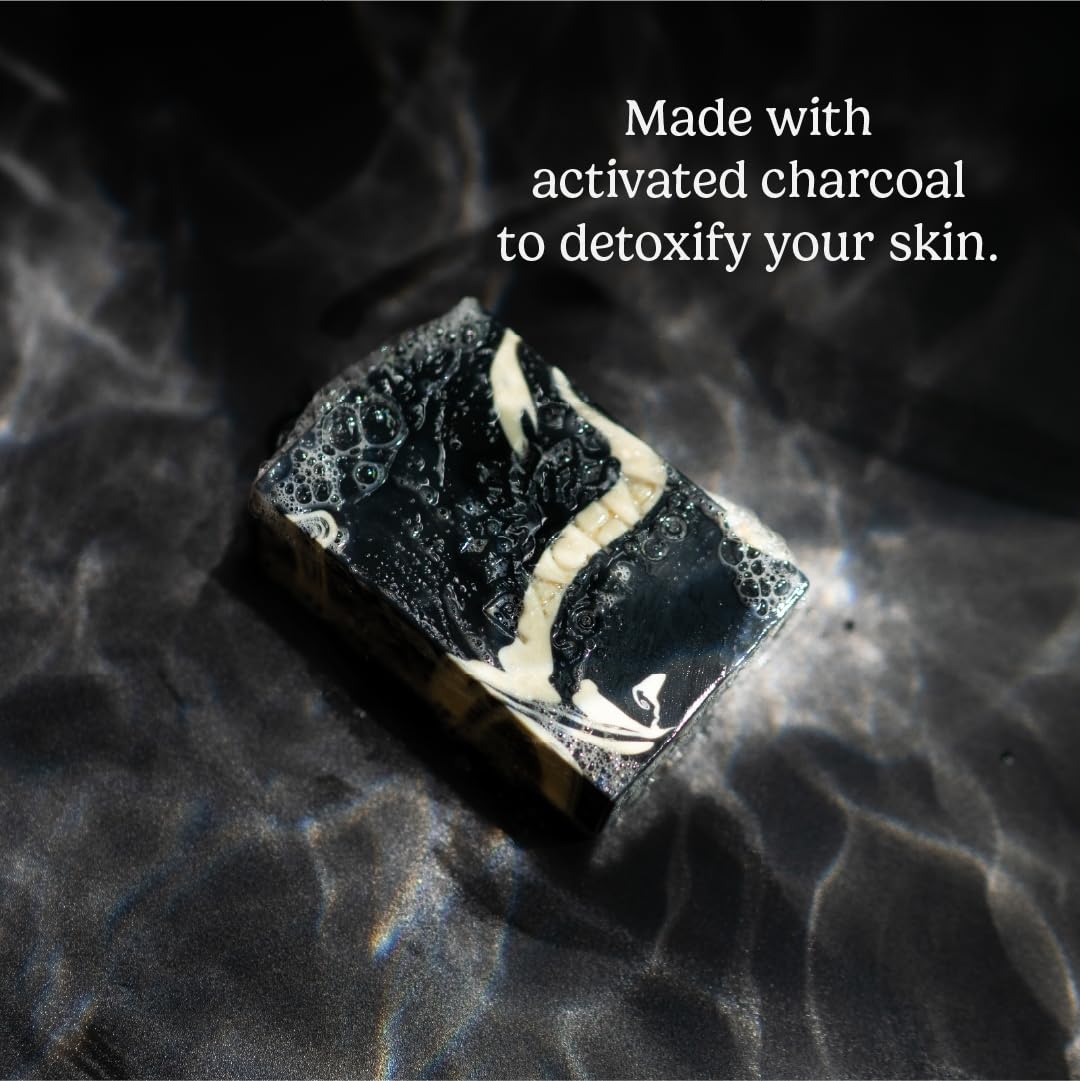 Pacha Soap Co. Bar Soap - Premium, Handcrafted, Hydrating, Natural Face Wash, Hand Cleanser, Body Wash, Soothing Essential Oils (Clarifying Charcoal, 5-Pack, 4 oz ea)