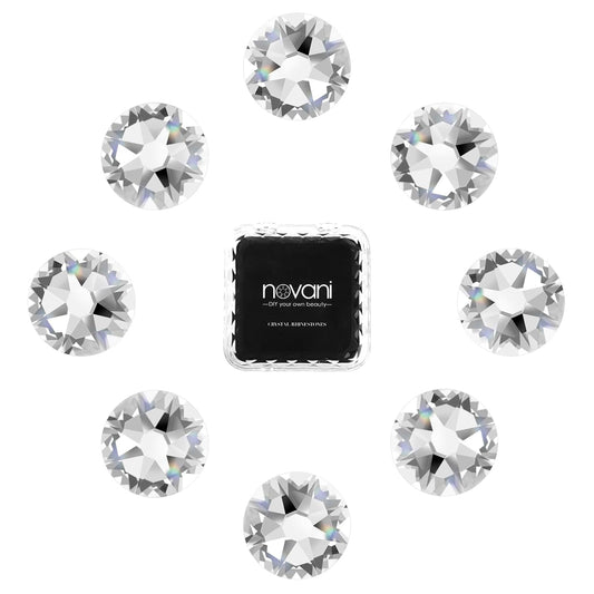 Novani 80pcs Clear Rhinestones Flat Back Round Rhinestone Style 2088 Sparkly Crystal Gemstones for Nail Art and Crafting,SS34(7.1-7.3mm