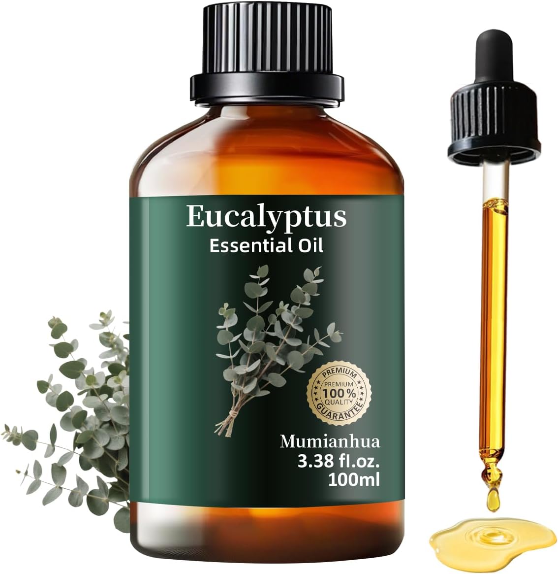 Eucalyptus Essential Oil Pure Mumianhua Natural Eucalyptus Oil for Diffuser, Face, Skin Care, Aromatherapy, Hair Care, Scalp and Body Massage,Spray Candle Making 3.38 Fl Oz