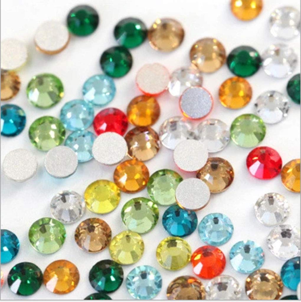 Rhinestones flat back gems round DIY decorative Nail Face and apparel accessories ss3-20 mix size(4320pcs mixed color)