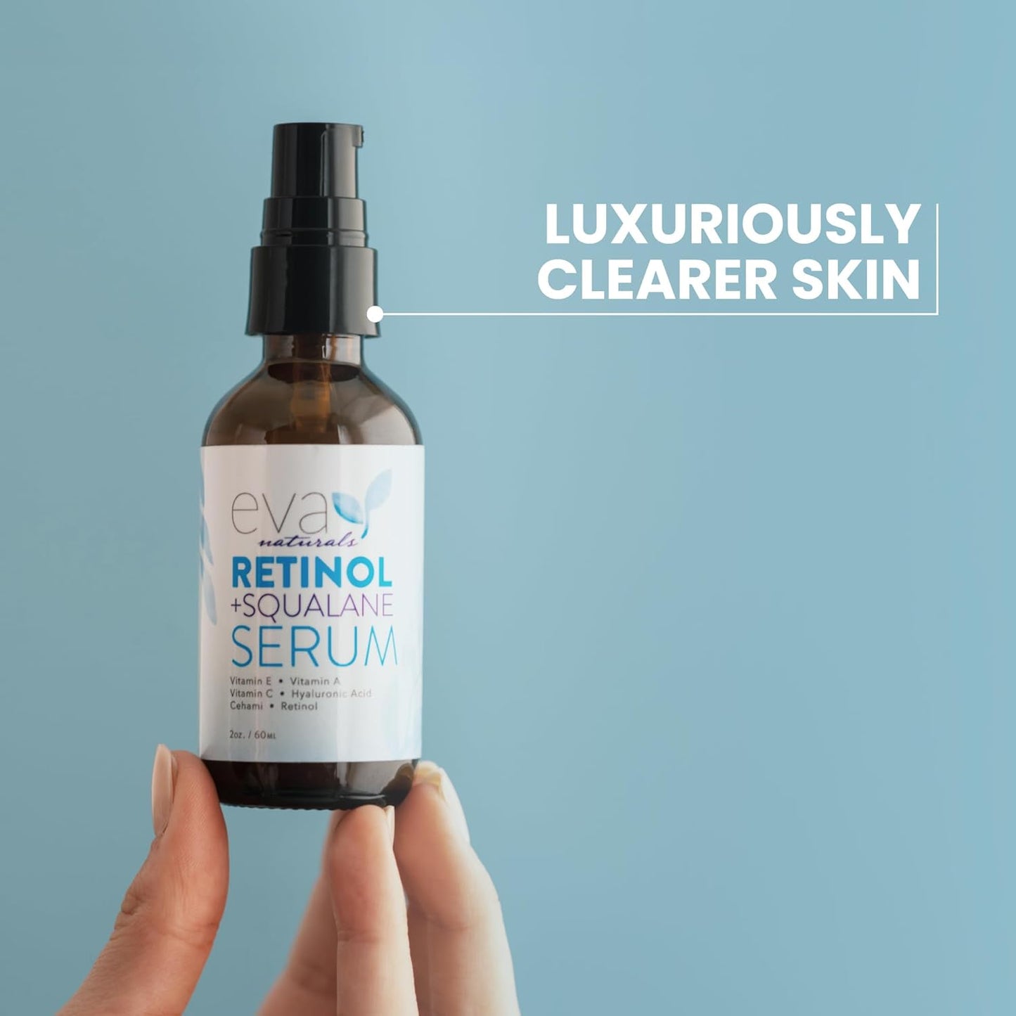 Eva Naturals Retinol + Squalane Serum – Anti Aging Face Serum for Wrinkles, Collagen Boost, Eye & Night Use – Retinoid Skin Care for Acne, Pores, Dark Spots & Sensitive Skin