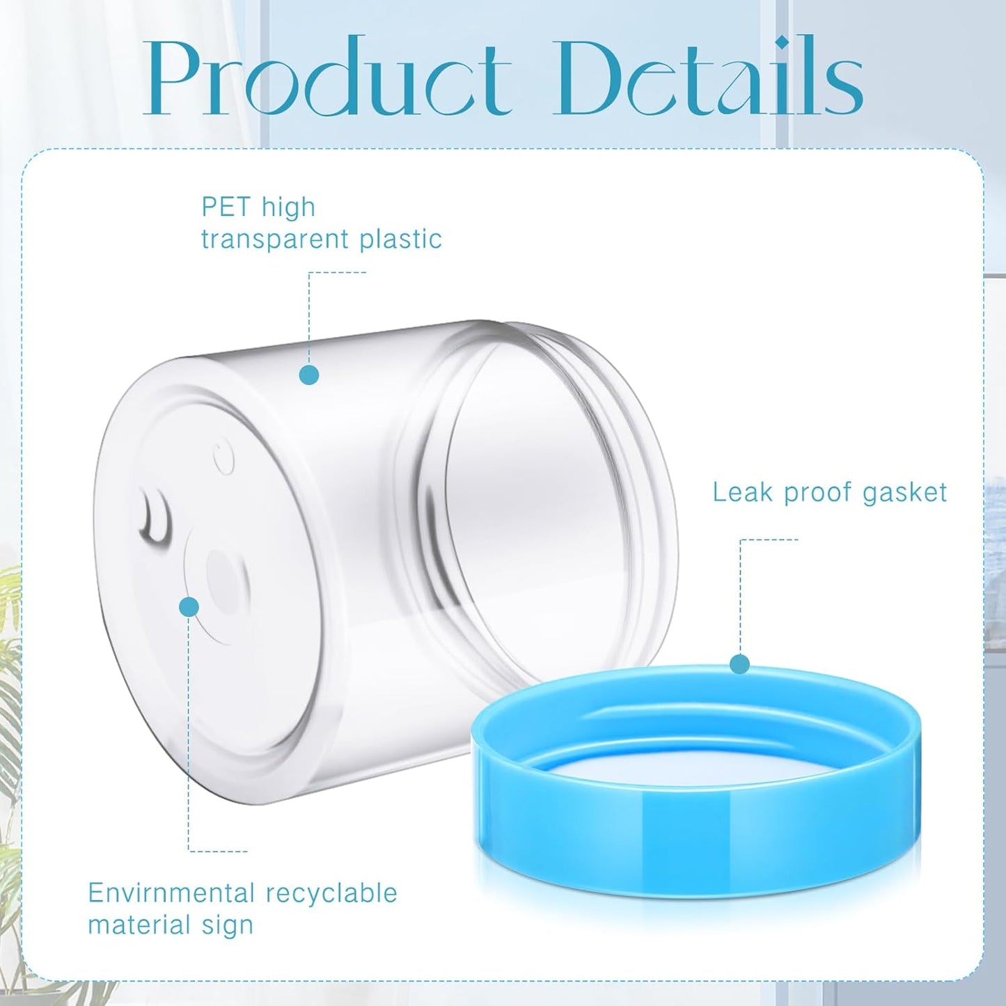 SATINIOR 36 Pieces 2 oz Plastic Jars with Lids Wide Mouth Airtight Reusable Container Acrylic Cosmetic Small Jars for Lotions Ointments Travel Toiletries Creams Make up Storage(Blue)