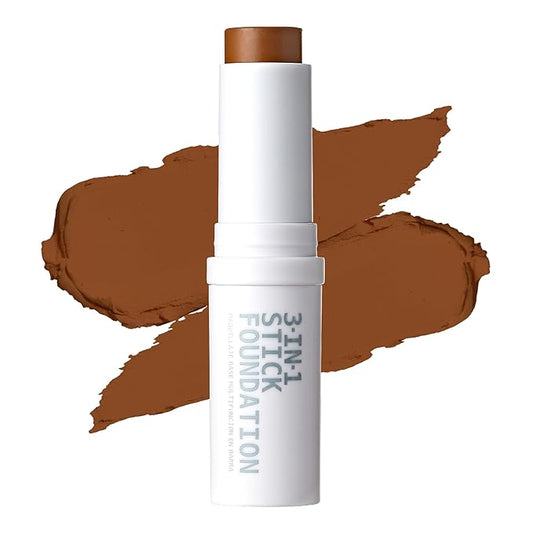 Ruby Kisses Natural Full Coverage 3-In-1 Stick Foundation. Easy to Apply, Hydrating, Lightweight, Long Lasting, Concealer and Contour Stick for Face Makeup (Deep Honey)