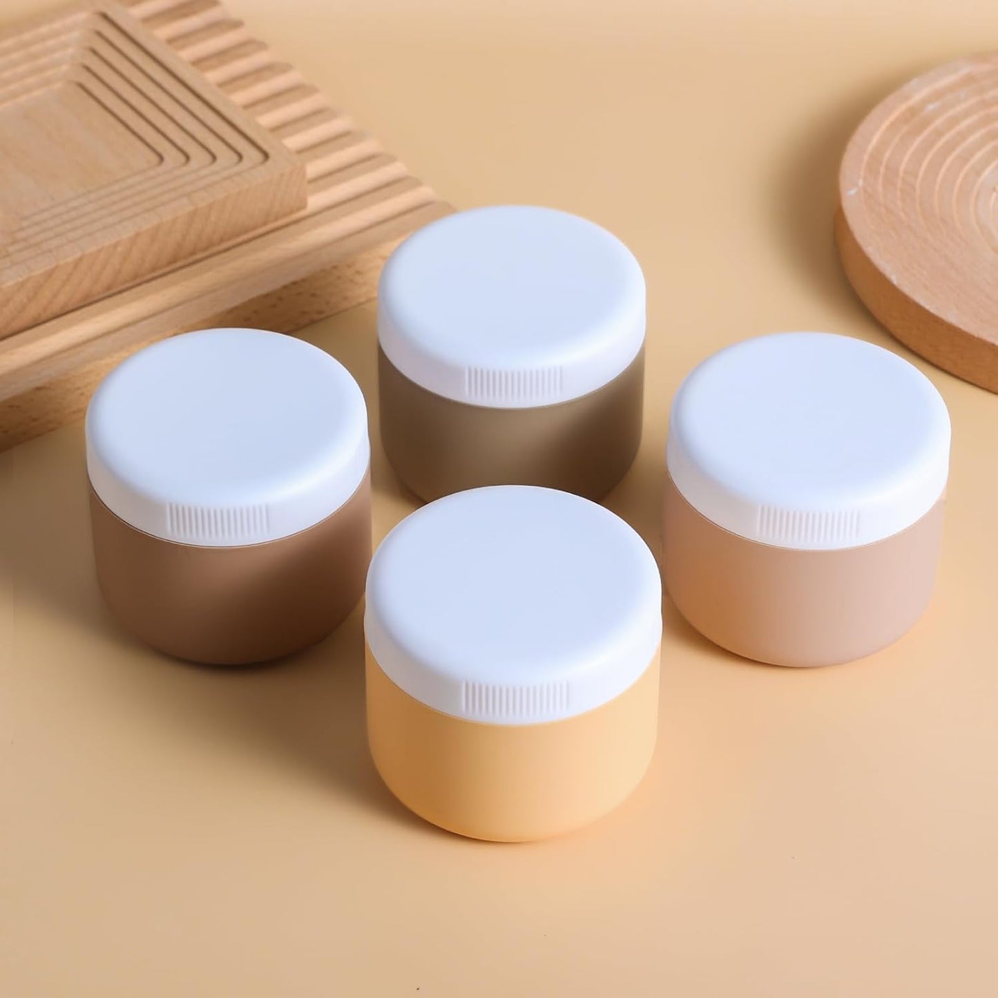 Travel Containers for Toiletries, Silicone Cream Jars BPA-Free, Leak-proof 3oz Travel Size Containers, Portable Size Silicone Jars with Lid for Cosmetic Face Hand Body Cream (4 Pack)