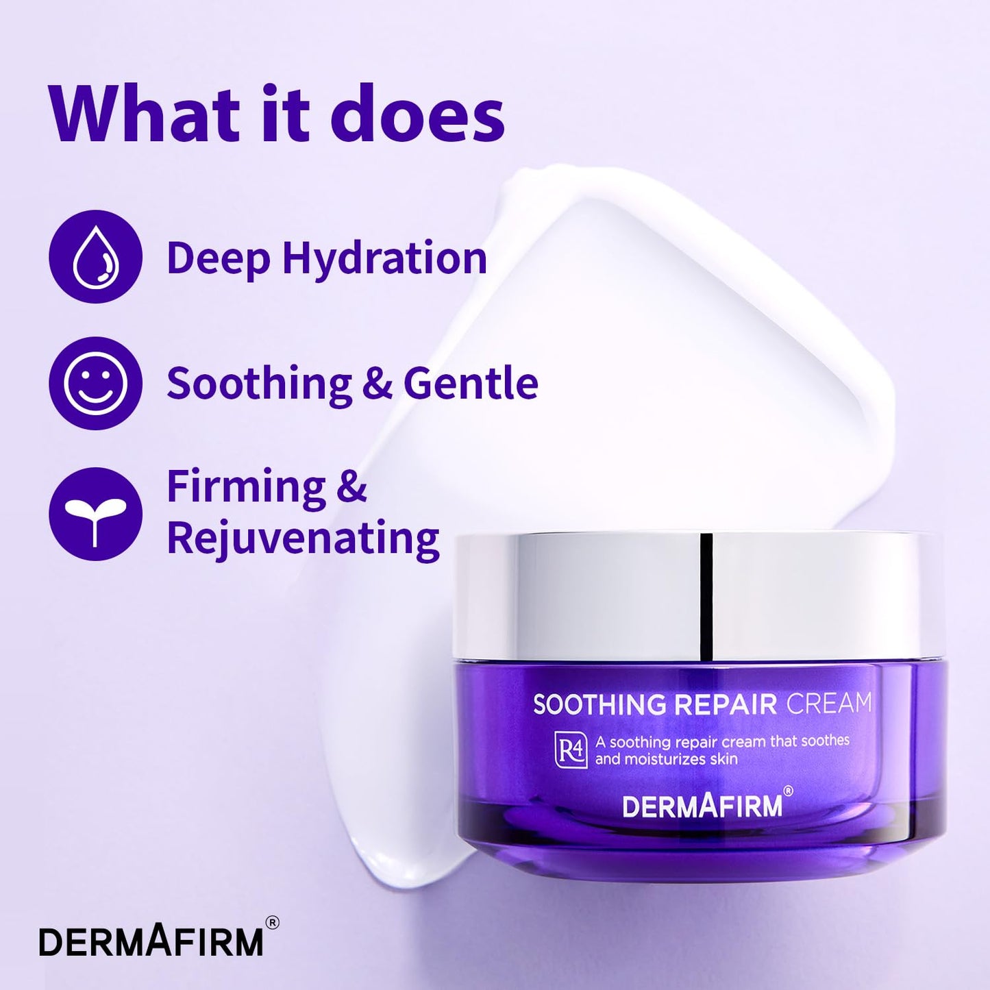 Dermafirm Soothing Repair Hydrating Face Cream R4 | Daily Face Moisturizer Facial Lotion with Eucalyptus, Peptide and Collagen | Gentle for All Skin Types No Animal Trials No Paraben 1.69 fl oz