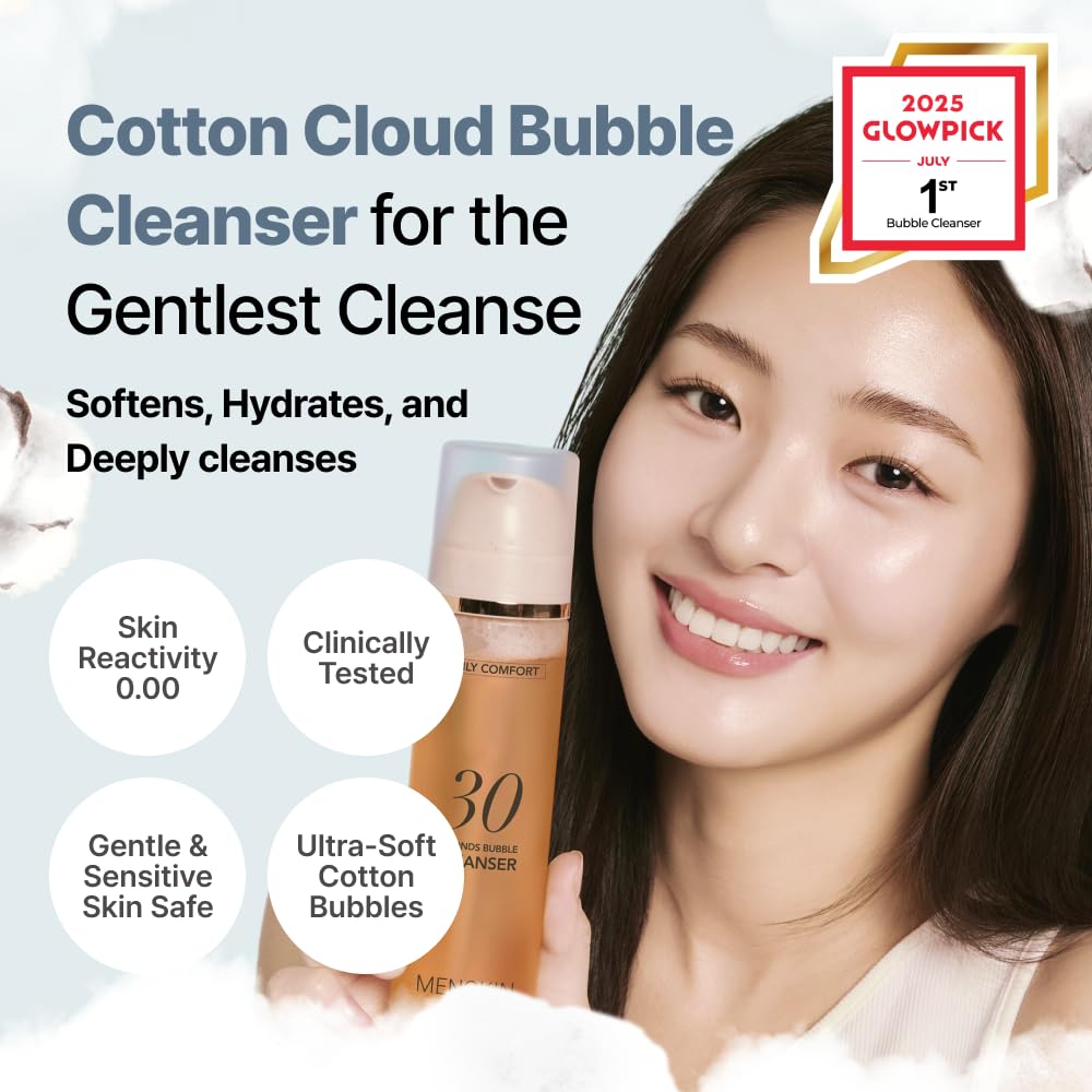 MENOKIN Cotton Cloud Bubble Cleanser [Daily Comfort] Betaine for Lasting Hydration, Low pH for Sensitive skin, Non-Stripping, Daily Gentle Face Wash, Foaming bubbles, Korean Skincare 5.07 fl. oz