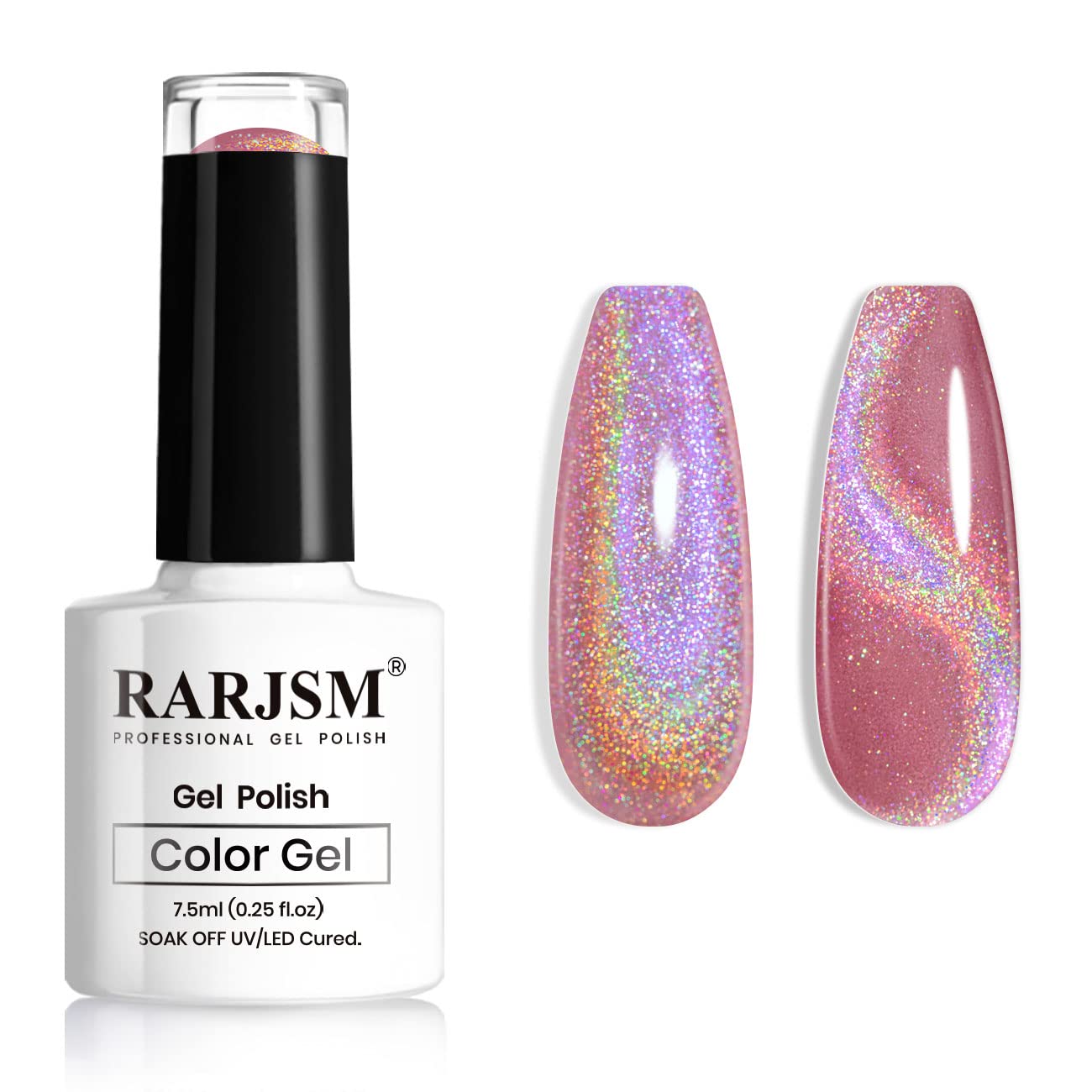 RARJSM Cat Eye Gel Nail Polish, Magnetic Gelpolish Red Galaxy Chameleon Effect Holographic Glitter Gel Soak Off U V L E D DIY Manicure Art for Salon Designs and Home DIY 7.5ML/0.26fl oz