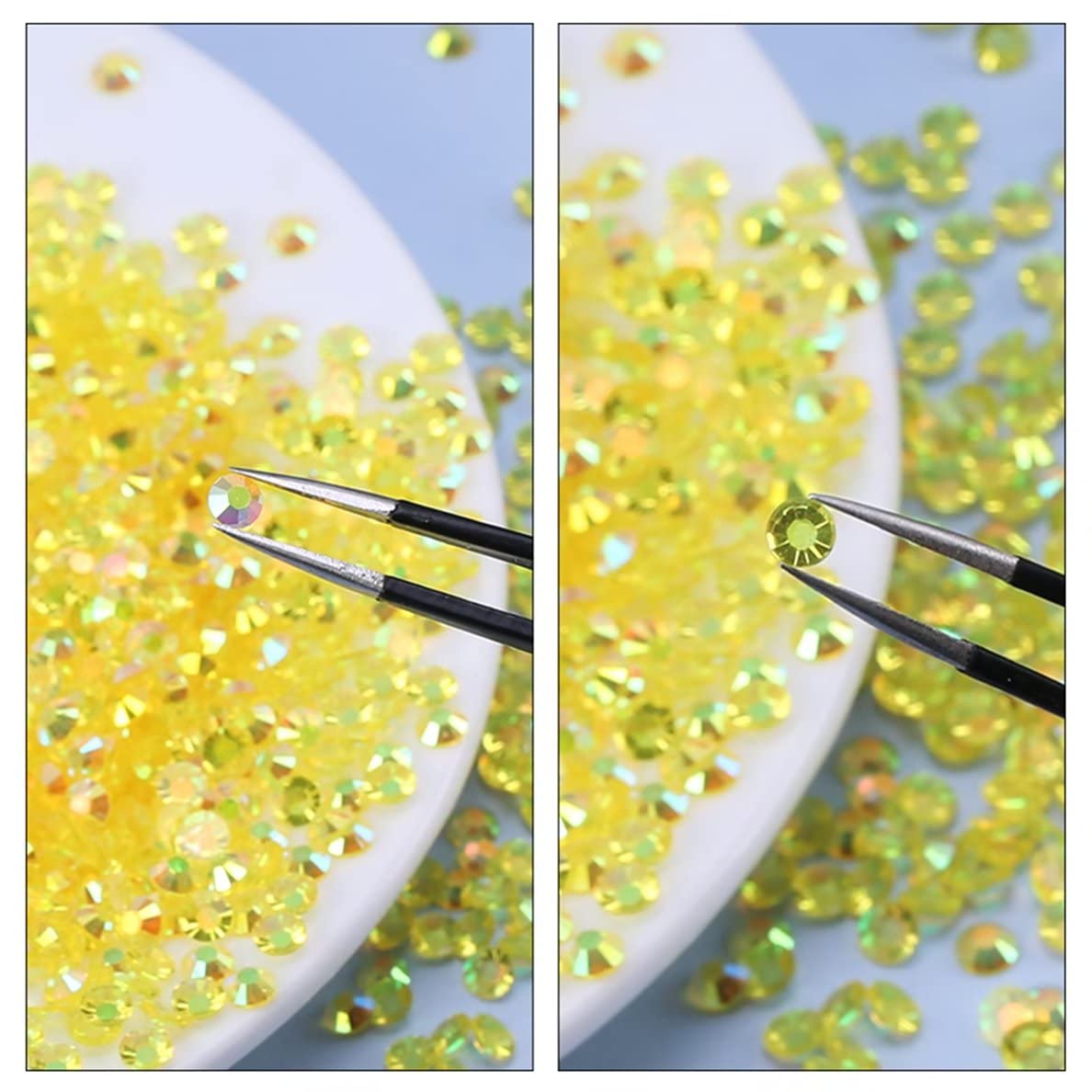 2250 Pcs SS16 4mm AB Flatback Rhinestones for Nails Art Crafts Transparent Glitter Round Gems Crystals DIY Clothes Shoes(Clear Light Sapphire AB)