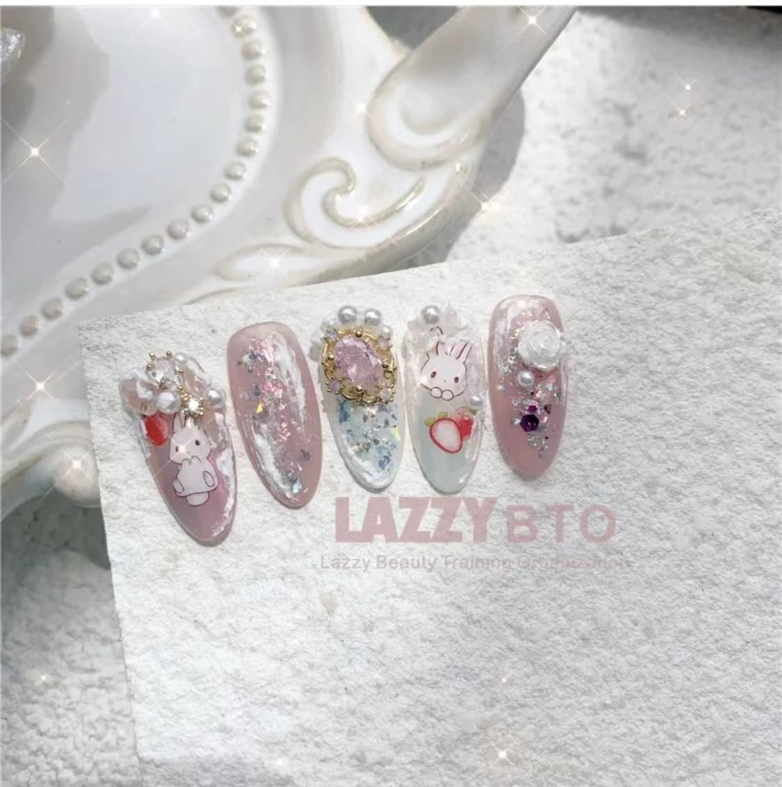 Dedyel Cute Nail Stickers 5D Embossed Cartoon Kawaii Animal Self-Adhesive Nail Decals for Women Girls Kids Nail Art Decoration