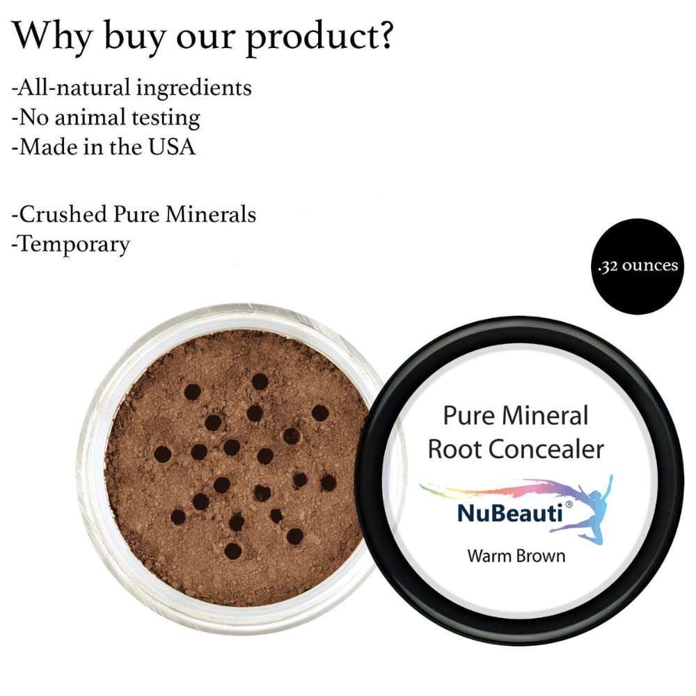 Root Touch Up Powder - 11 True-to-Nature Shades - Zero Fragrance, Talc or Parabens - Hairline Concealer by NuBeauti (Without Brush, Warm Brown)