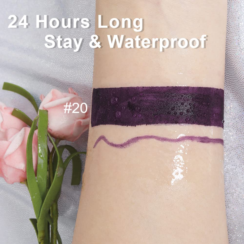 evpct 2Pcs Dark Deep Purple Plum Black Matte lipstick and Lip Liner Pencil Makeup Set for women Matte Smudge Proof Lipstick Lip Stain Long Lasting Waterproof labiales mate 24 horas originales 20#