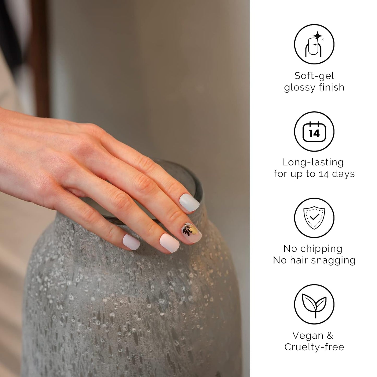 NAILOG Semi Cured Gel Nail Strips, 34 pcs Salon-Quality Gel Nail Stickers, Long Lasting Nail Wraps for Women with Soft Gel Finish | The Oriental