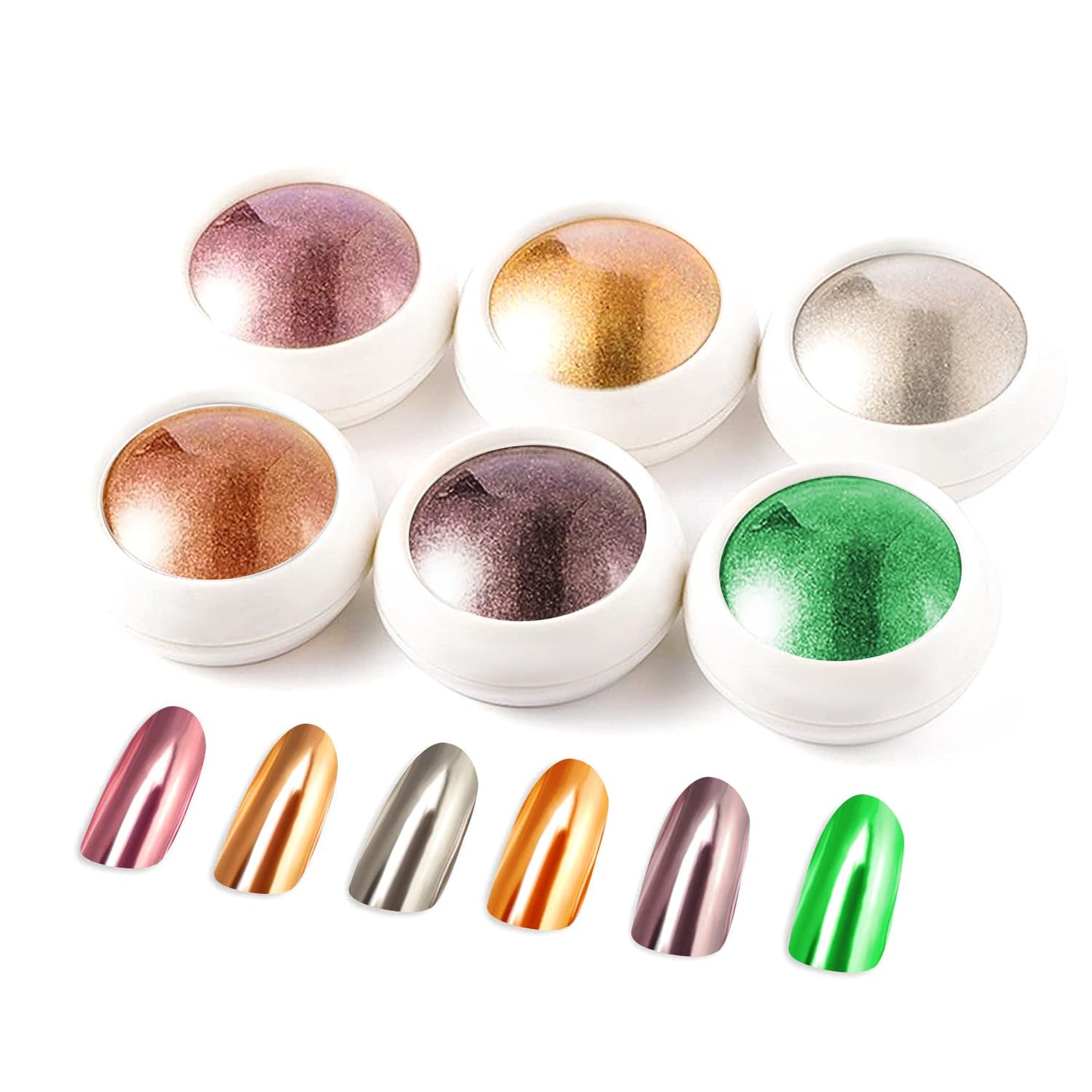 Rose Gold Chrome Nail Powder: Metallic Mirror Powder Holographic Pigment Powder Silver Green Chrome Nail Powder for Nails Rose Gold Nail Chrome Powder for Nails Art DIY Decoration