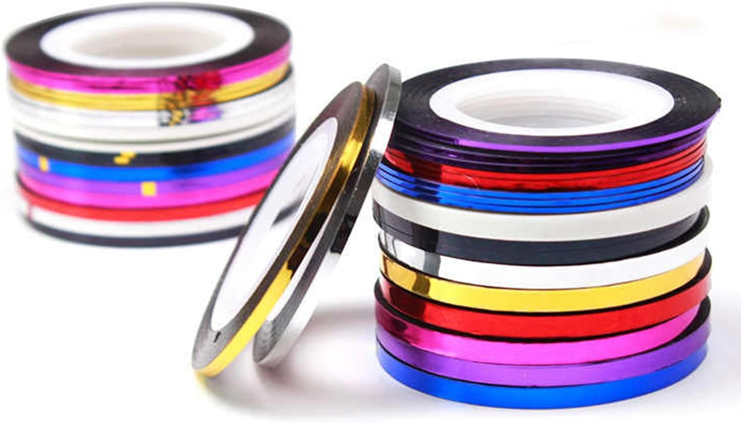 Nail Art Striping Tape Lines Kit 36 pcs 1mm 2mm 3mm Nail Tape Strips for Design DIY Silver Nails Striping Tape (Silver)