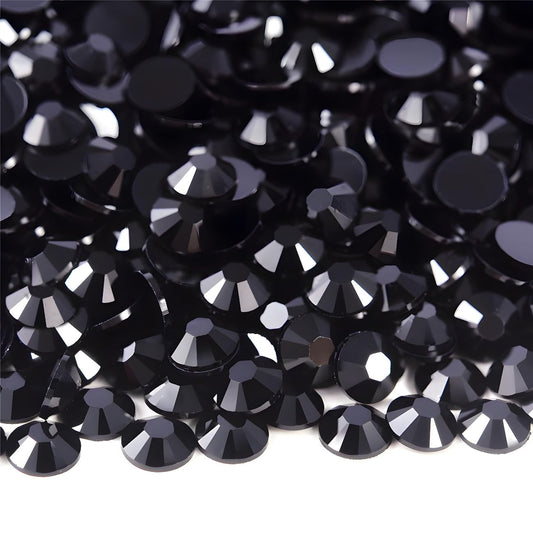 Flatback Rhinestones Round Gems for Nails Art and Crafts 2000Pcs SS16 4mm Glitter Crystals Stone DIY Bags Clothes Shoes (Black)