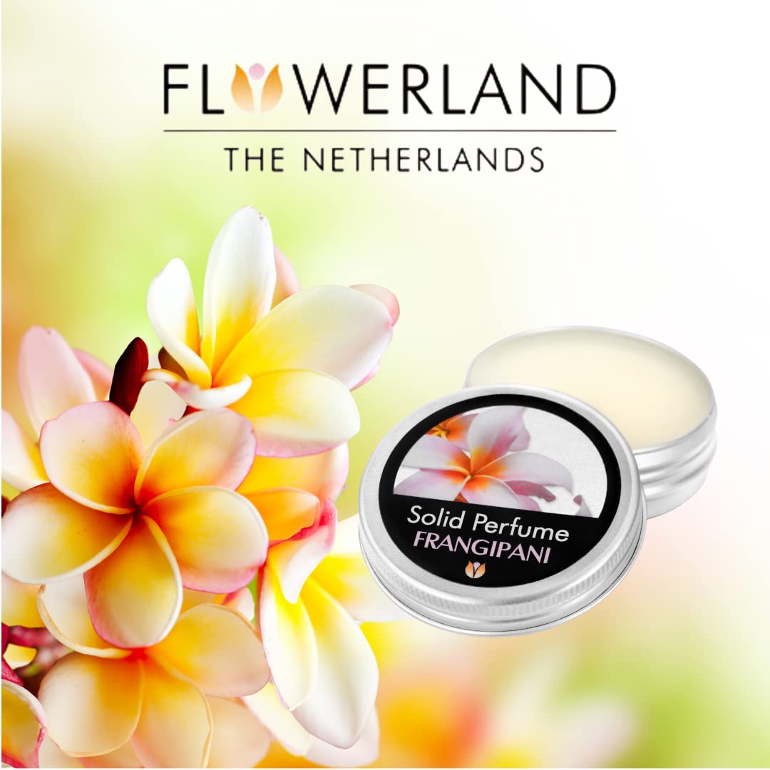 Flowerland Solid Perfume - Portable Pocket Balm Perfume Perfect for Travel Use - Natural Fragrance Parfum for Men and Women - Natural & Vegan - Frangipani (30ml)