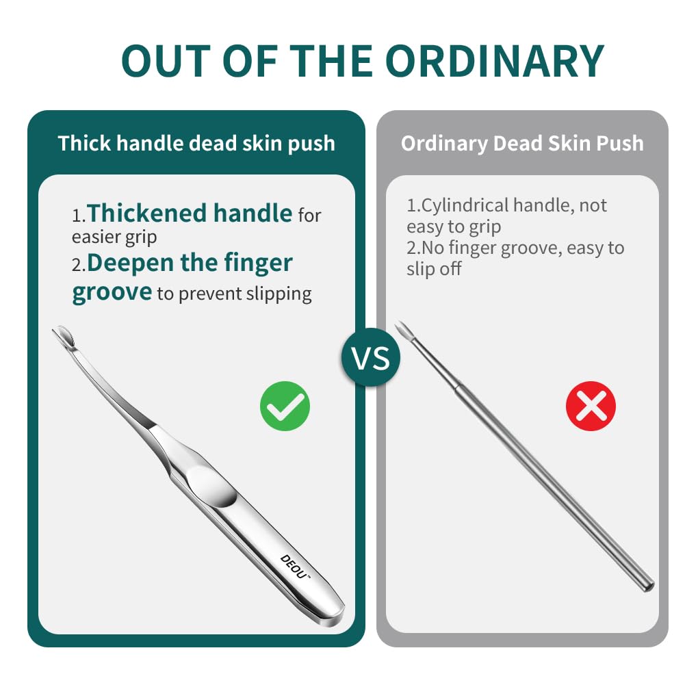 Professional Stainless Steel Cuticle Pusher with Thick Handle - V - shaped Blade for Precise Dead Skin Removal