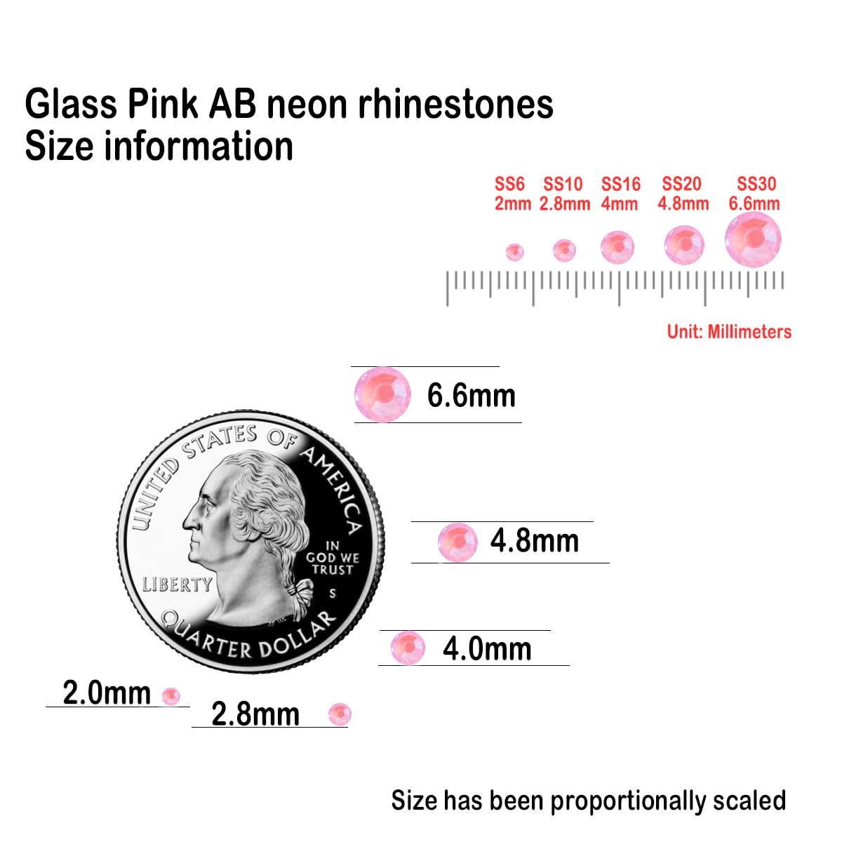 Flatback Glass Rhinestones,Bedazzler Gems 1440pcs Non Hotfix Crystal Rhinestones for Nail Charms Crafts Clothes Tumblers,Pink AB Neon,SS16