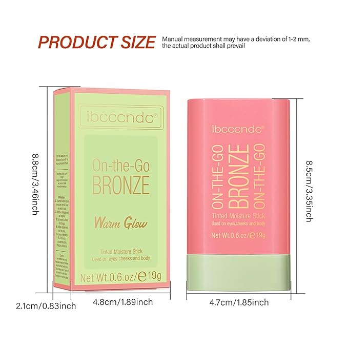 Cream Bronzer Stick,Contour Stick Facial Contouring Stick,Long Lasting Highlighter Waterproof Highlight Makeup,Buildable Shimmer Sparkle Face Bronzer Face Shaping,02 Soft Glow