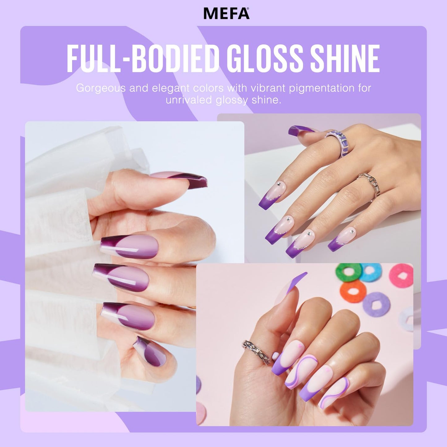 MEFA Purple Gel Nail Polish, 6 Colors Gel Polish Set Pink Shimmer Purple Nail Polish Soak Off Grape Lilac Violet Gel Nail Art Manicure DIY Salon Gifts for Women Girls