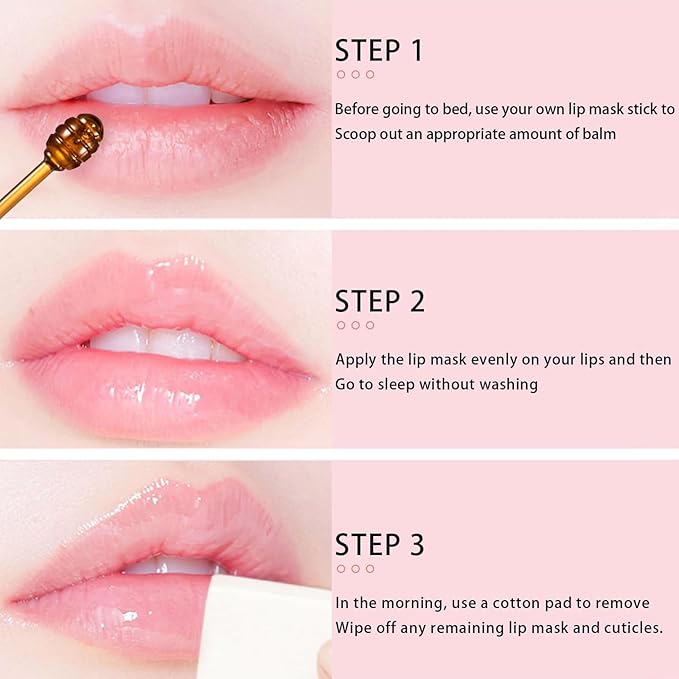 Bee Lip Balm Honey Pot, Strawberry & Honey Moisturizing Propolis Lip Mask, Hydrating & Prevention Dry and Cracked Lip Scrubs Exfoliator, Reduces Lip Lines (Red)