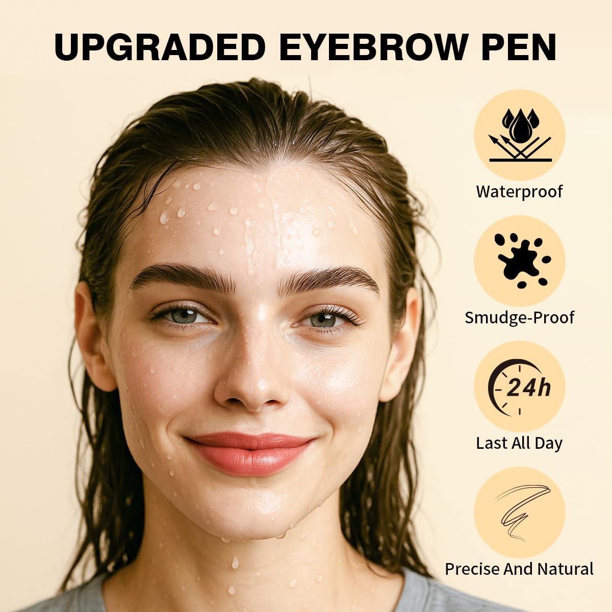 Eyebrow Pencils for Women - Microblading Eyebrow Pencil 2-In-1 Dual-Ended Eyebrow Pen with Precise 2-Fork-Tip & Brush-Tip Waterproof Eyebrow Pencil for Hair-Like Brows, Last All-Day, Light Brown