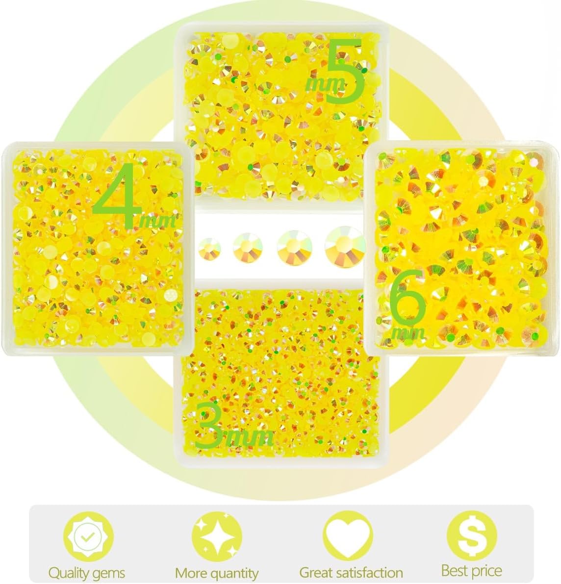 Lemon Yellow AB Resin Rhinestones w B7000 Jewelry Glue for Bedazzling Crafting 3mm 4mm 5mm 6mm Citrine Flatback Jelly Stones Bulk Diamonds Gems for Nails Face Makeup Tumblers DIY Crafts Decor