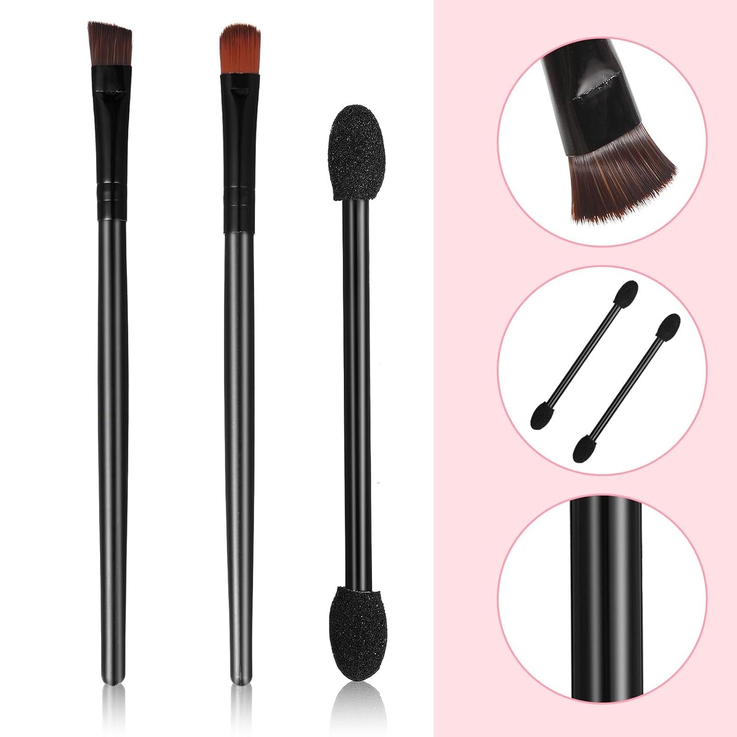 200 Pieces Disposable Eyebrow Brushes Makeup Brush Set, 50PCS Angled/Round Eyebrow Brushes 50PCS Double-End Eyeshadow, 100PCS Lip for Women Girls Salon Beauty Cosmetic Make up Tool