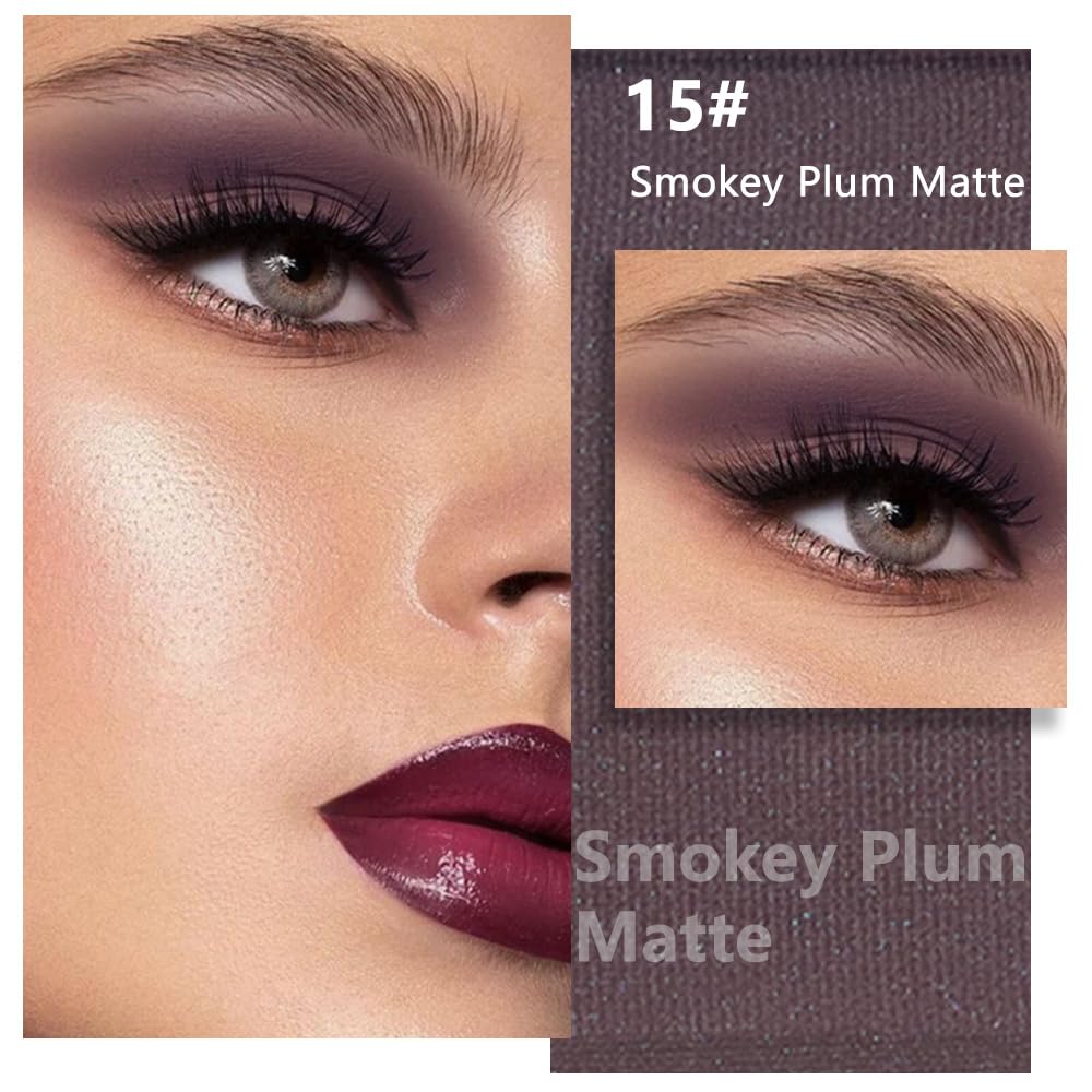 Kaely Smokey Plum Single Eyeshadow Makeup, Purple Neutral Powder Matte Eye Shadow for Older Women, Monochrome Eye Shadow Palette Pigmented Waterproof, sombras para ojos, Lightweight Blendable, 15