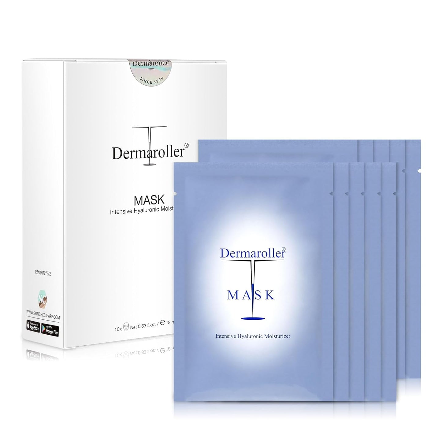 Dermaroller, Silk Face Masks Intensive Hyaluronic Acid Moisturizer with Matriyxl 3000 Tocopherol Boost Collagen Hydrate Dry Skin Reduce Fine Lines Wrinkles SingleUse Masks (10 masks)