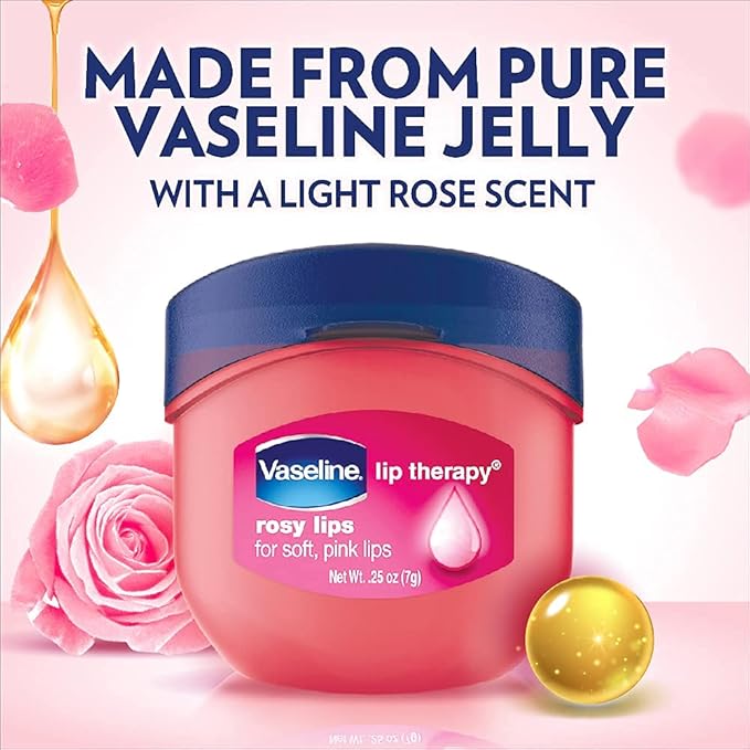 Vaseline Lip Therapy Lip Balm Mini, Rosy Lips | Lip Repair in a Container for Cracked, Dry Lip | Travel Size 0.25 Oz (Pack of 6)