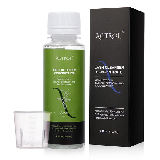 Eyelash Shampoo Concentrate 100ml Lash Extensions Cleanser Concentrate Aloe Foaming Shampoo DIY Paraben & Sulfate Free Wash for Extensions Lashes with Salon Home Care-Makes