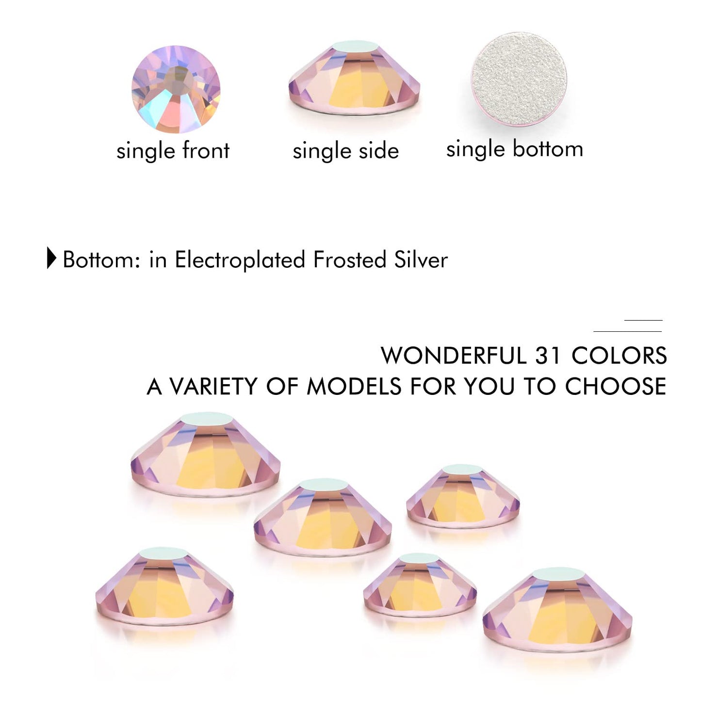 1440Pcs Pink AB Crystal Rhinestones,Glass Flatback Rhinestones Mini Gemstones for Nail Face Makeup Art Crafts Clothes Decoration -(SS8,2.4mm,Pink AB