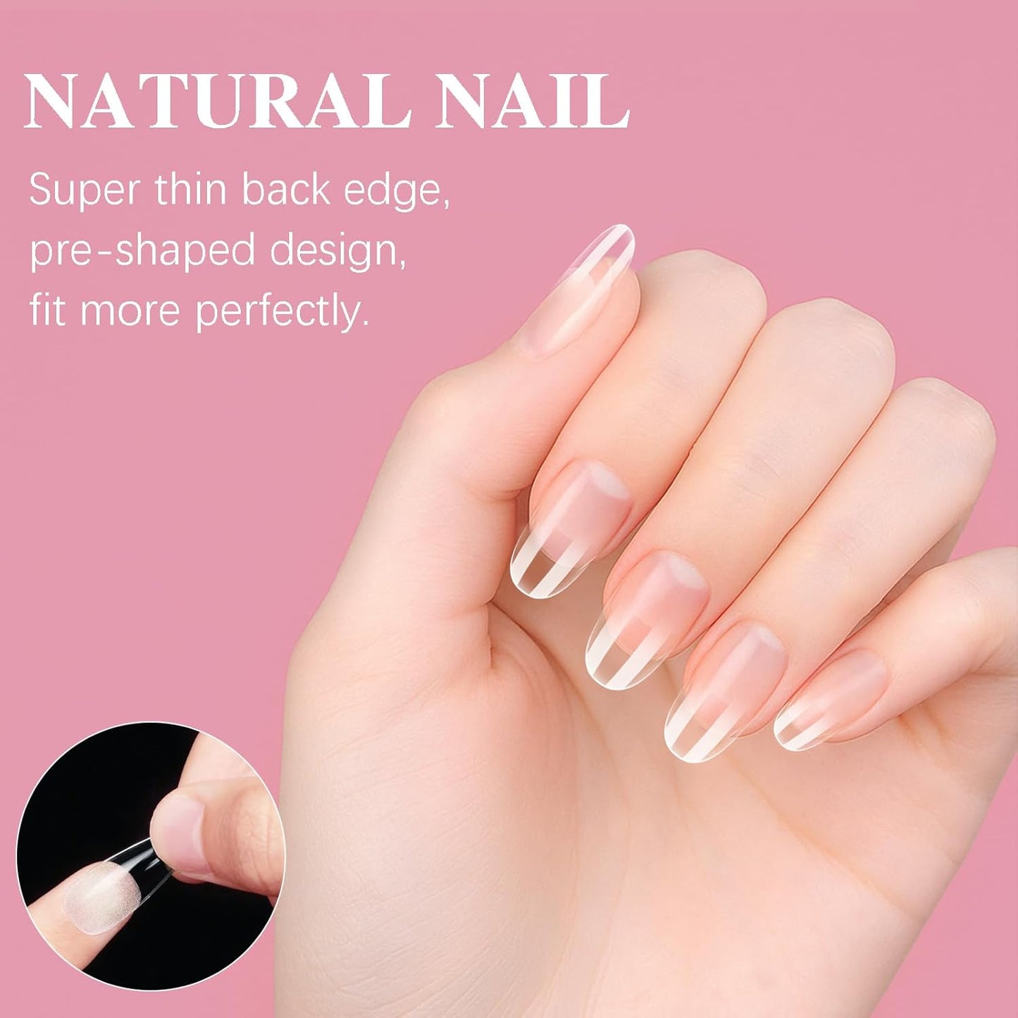 Medium Oval Nail Tips, SSWSBYKE 300pcs Soft Gel Nail Tips for Full Cover Pre-Shaped Acrylic Fake Nails Tips 15 Sizes Half Matte Press On Nails for Extension Home DIY Salon