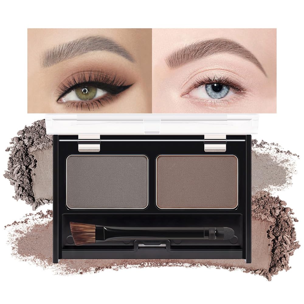 Taupe Brown Eyebrow Powder Kit for Women, Light Medium Gray Eye Brow Palette with Brush, Color Filler Get Full Defined Natural Brows, Matte Contour sombra para cejas, Long-Lasting Waterproof