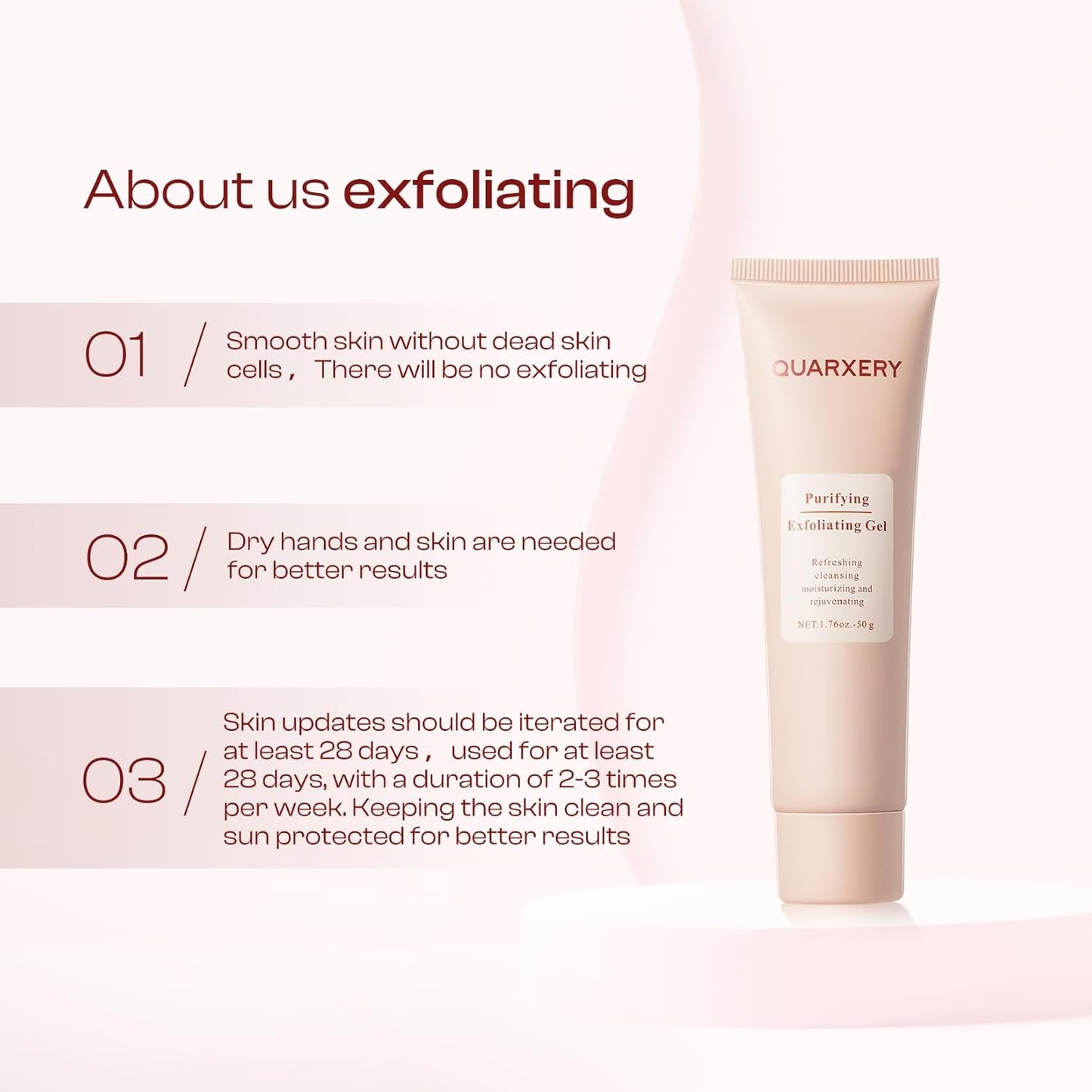QUARXERY Purifying Exfoliating Gel 2Pcs：Gentle for Face - Facial Peeling Gel Scrub for Face Cleans Dirt & Oils