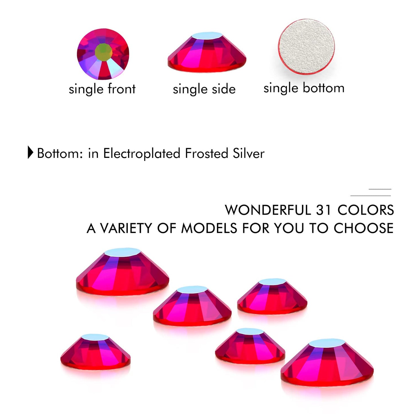 1440Pcs Red Ab Crystal Rhinestones,Glass Flatback Rhinestones Small Gemstones for Nail Face Makeup Art Crafts Clothes Decoration -(SS4,1.6mm,Red Ab)