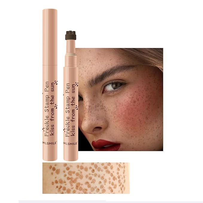 AKARY Stamp Freckle Pen Natural Lifelike Fake Freckles Makeup, Waterproof Long Lasting Quick Dry 5 Comb Corners Natural Like Face Freckle Makeup Pen for Effortless Sunkissed Makeup, 04-Dark Brown