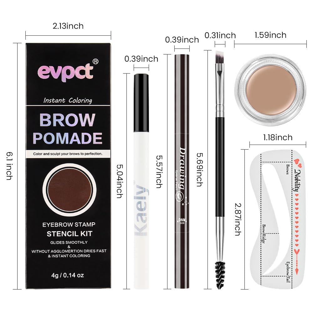 evpct Eyebrow Stencils Kit for Women Shaping, Eyebrow Shaper Makeup Kit, Eye Brow Stencil Shaper Tinting kits for Women, with Eyeliner, Eyebrows Pencil, Pomade, Brush and 10 Stencils, Kit-02# BLONDE