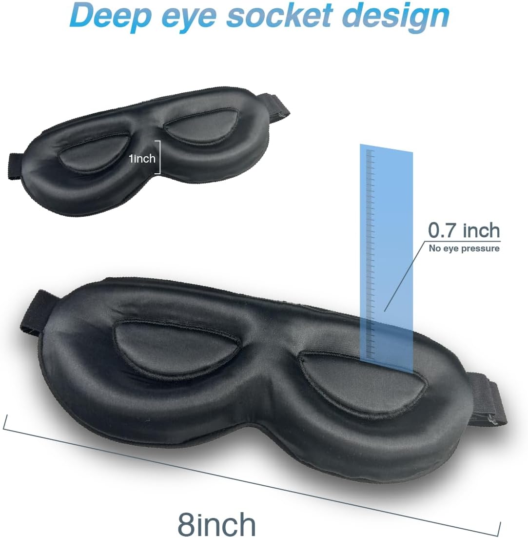 PROMEED Adjustable 23 Momme Mulberry Silk Sleep Mask, 3D Contoured No-Pressure Cup Eye Mask for Sleeping, Super Soft Breathable Blindfold, Perfect Blocks Light for Sleeping (Light Grey)
