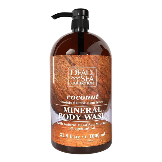 Dead Sea Collection Coconut Body Wash for Women and Men - with Pure Dead Sea Minerals and Coconut Oil - Cleanses and Moisturizes Skin (33.8 fl. oz)