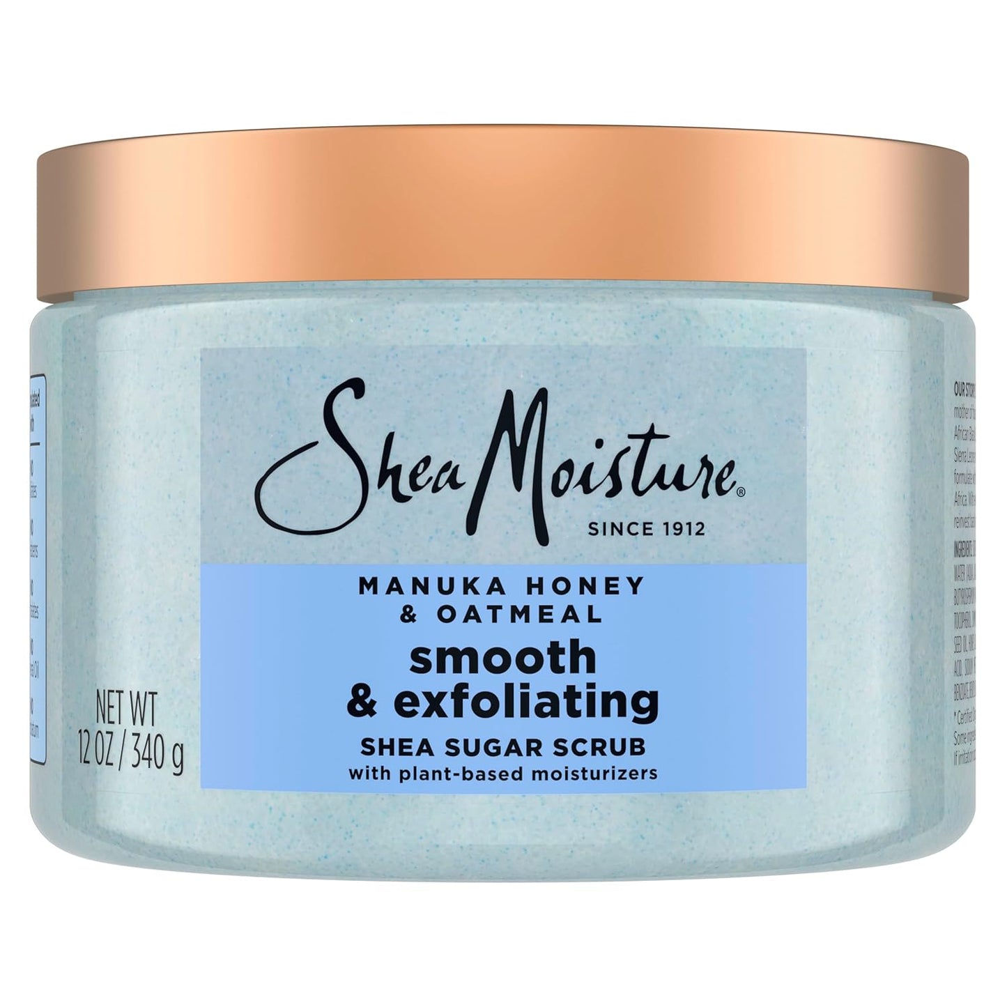 SheaMoisture Shea Sugar Body Scrub Manuka Honey Oatmeal for smooth & exfoliating Smooth and Exfoliating Body scrub with 24h shea moisture nutrients 12 oz