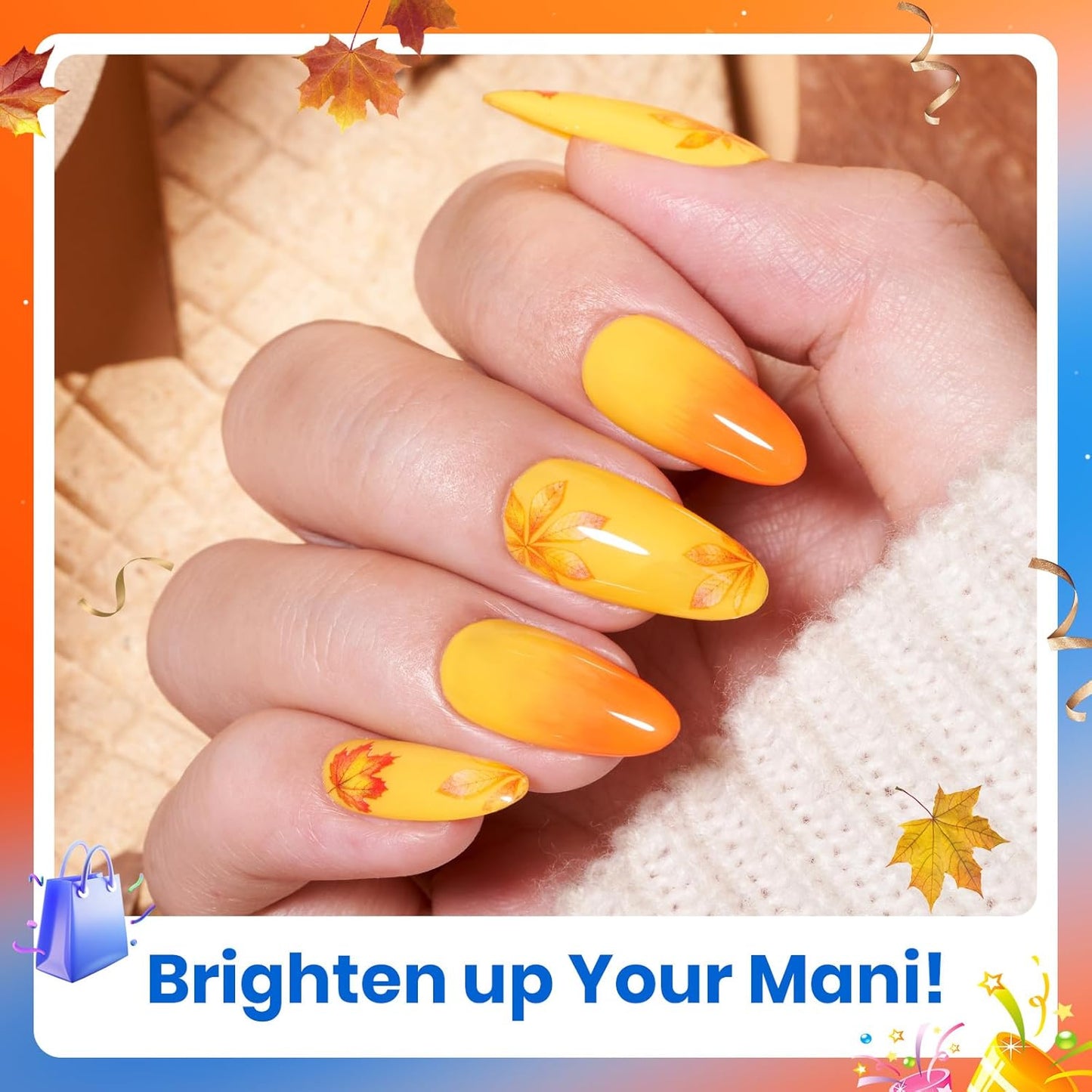 Beetles Fall Gel Nail Polish Set - 6 Colors Burgundy Red Orange Yellow Brown Gel Polish Kit for Nails, Autumn Leaves Soak Off UV LED Nail Gel Manicure at Home Gifts for Women