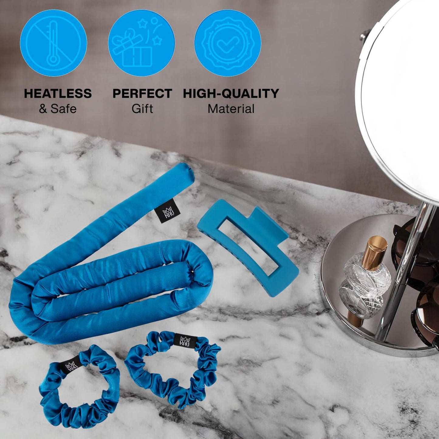 Heatless Hair Curler, Satin Hair Rollers for Heat less Curls Overnight, Premium Satin for No Heat Curls, Overnight Heatless Curling Rod to Sleep In, Silky Curlers with Clip and Scrunchies