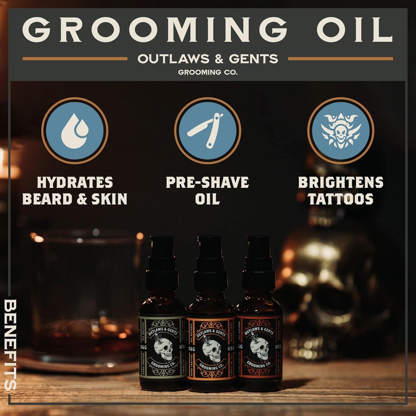 Outlaws & Gents Grooming Co. Clove and Orange Grooming Oil - All-Natural Beard and Hair Oil for Men - Moisturizes and Softens Hair, Reduces Itchiness and Flakiness