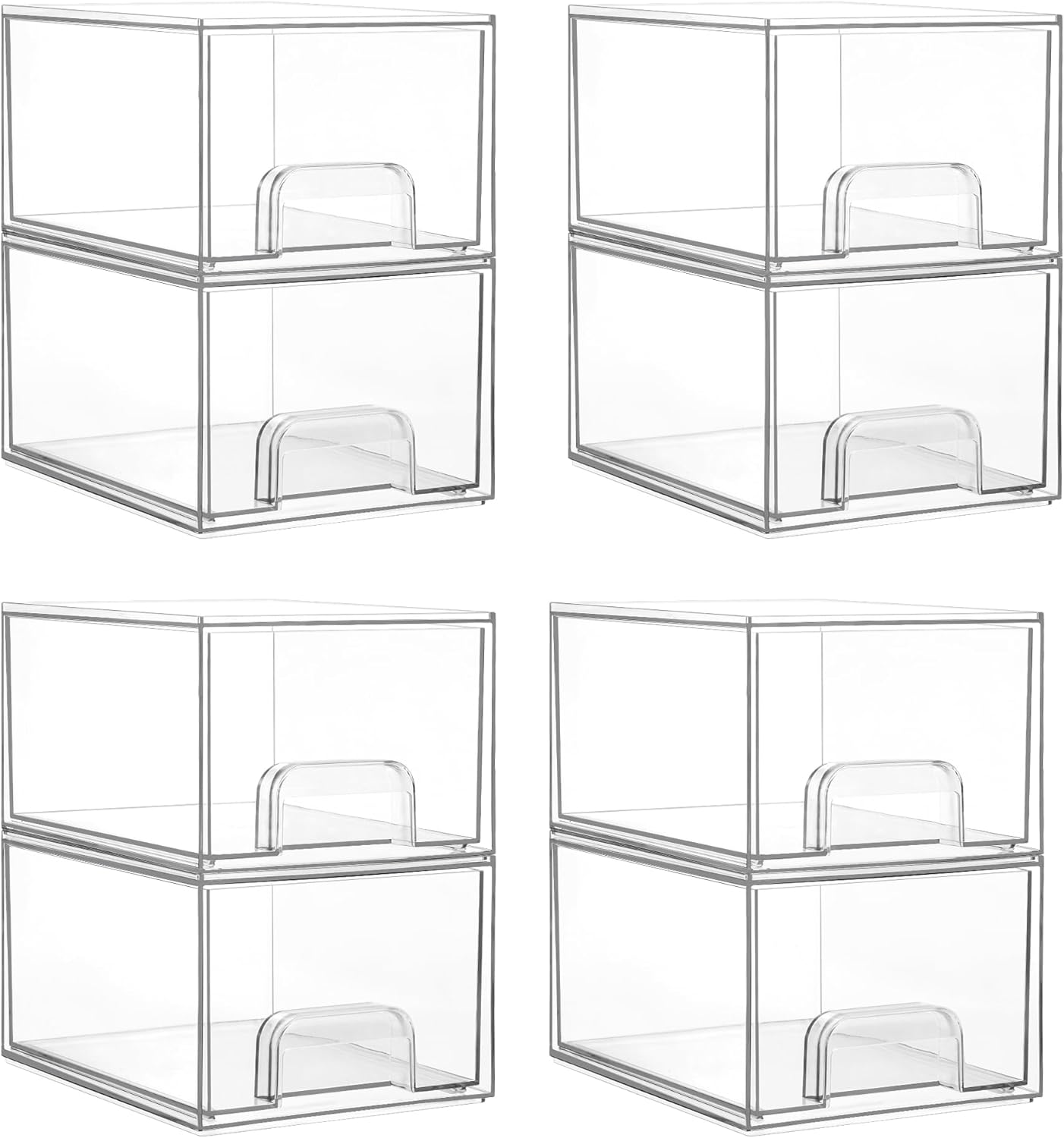 Vtopmart 8 Pack Clear Small Stackable Storage Drawers,Acrylic Bathroom Makeup Organizer,Plastic Storage Bins For Vanity, Undersink, Kitchen Cabinets, Pantry, Home Organization