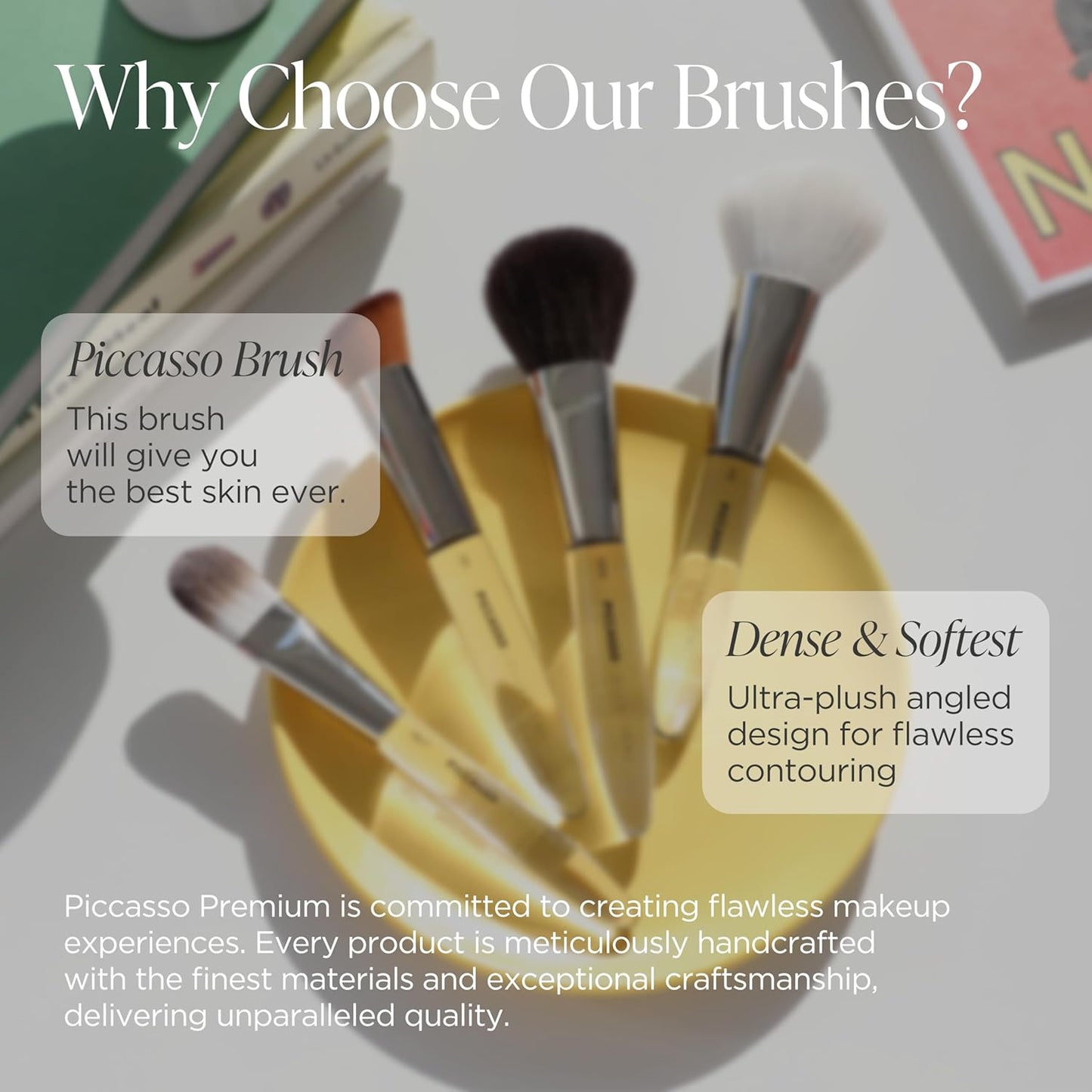 Piccasso COLLEZIONI 103A Powder Brush – Soft Makeup Brush for Face, Fluffy Blush and Setting Tool with Goat Hair Blend, Ideal for Powder Application, Shading, and Natural Finish, Professional Korean