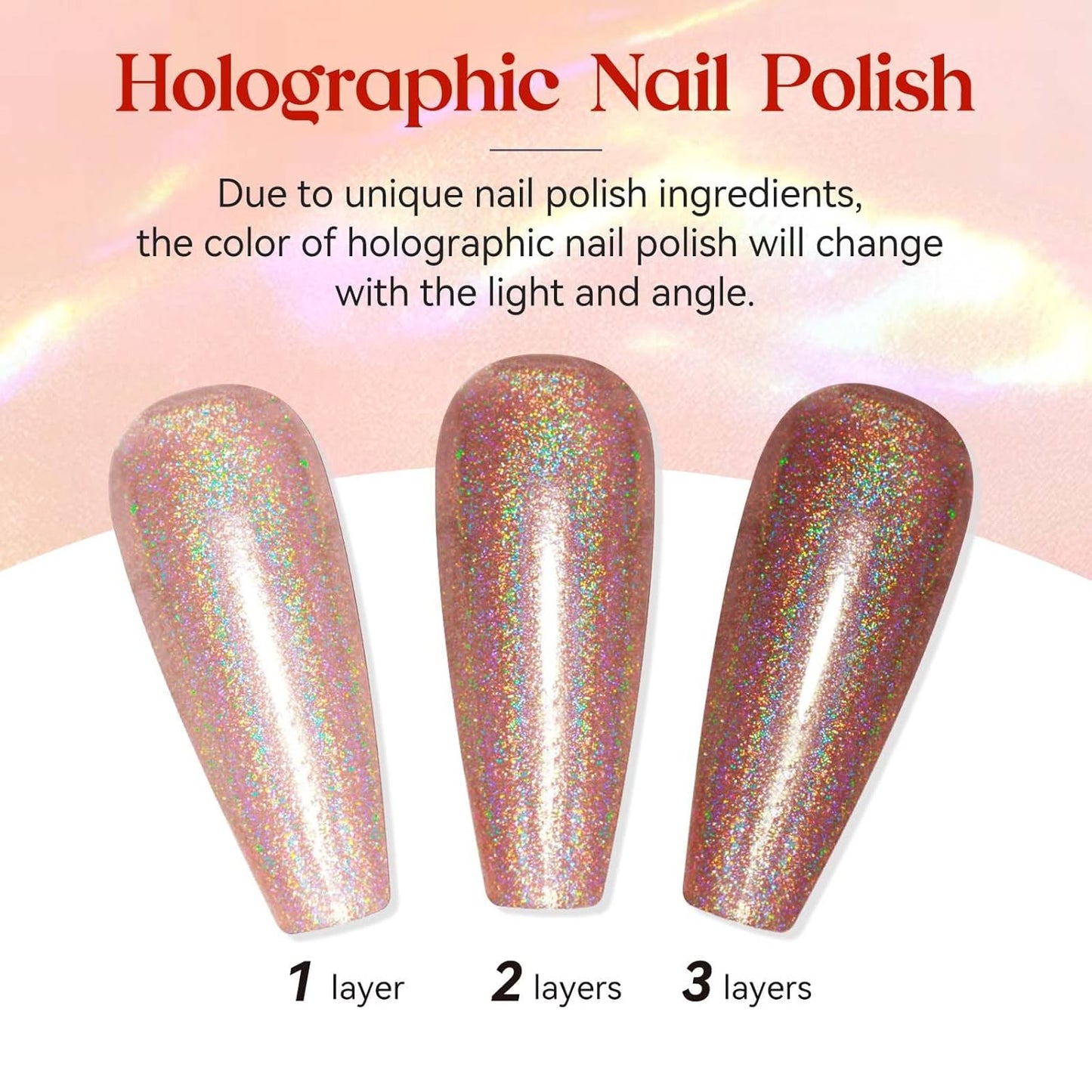 MIZHSE Holographic Nail Polish, Brown Glitter Nail Polish Air Dry Fast, 15 ml Fall Color High Glossy Shimmery Nail Pigment Oil-based Laser Iridescent Chrome Nail Art Salon Manicure Home